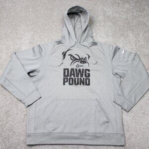 Nike Cleveland Browns Hoodie Mens Large Gray Therma-Fit NFL Hooded Sweatshirt